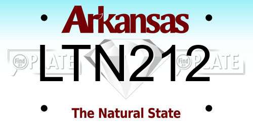 LTN212 Arkansas License Plate