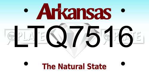 LTQ7516 Arkansas License Plate