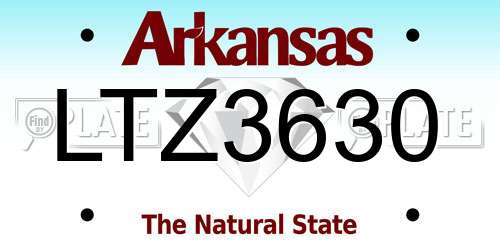 LTZ3630 Arkansas License Plate
