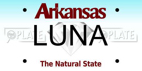 LUNA Arkansas License Plate