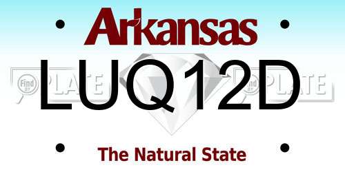 LUQ12D Arkansas License Plate