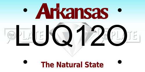LUQ12O Arkansas License Plate