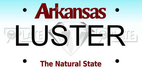 LUSTER Arkansas License Plate