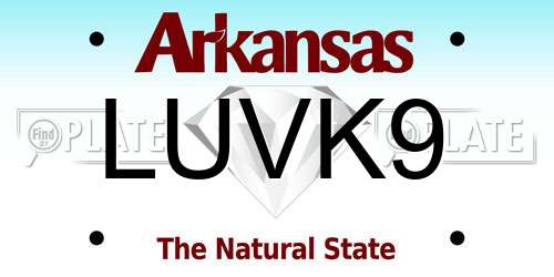 LUVK9 Arkansas License Plate