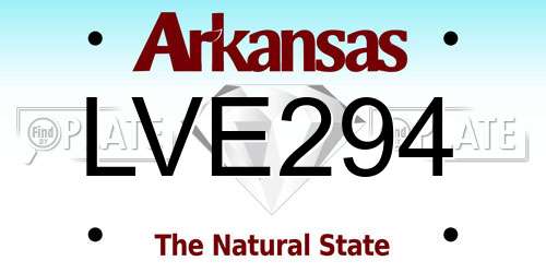 LVE294 Arkansas License Plate