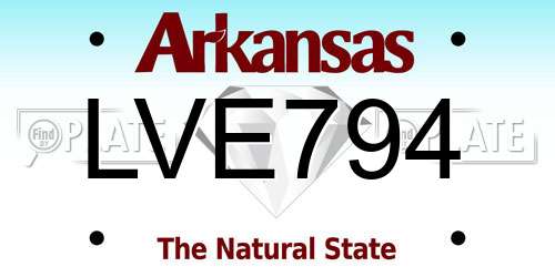 LVE794 Arkansas License Plate