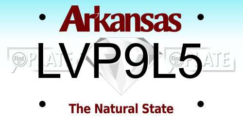 LVP9L5 Arkansas License Plate