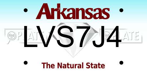 LVS7J4 Arkansas License Plate