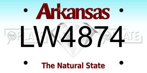 LW4874 Arkansas License Plate