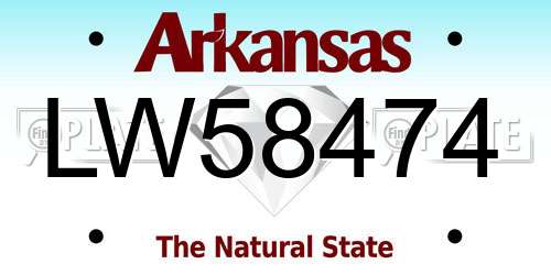 LW58474 Arkansas License Plate