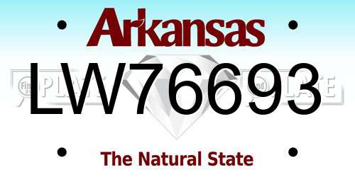 LW76693 Arkansas License Plate