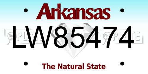 LW85474 Arkansas License Plate