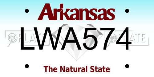 LWA574 Arkansas License Plate