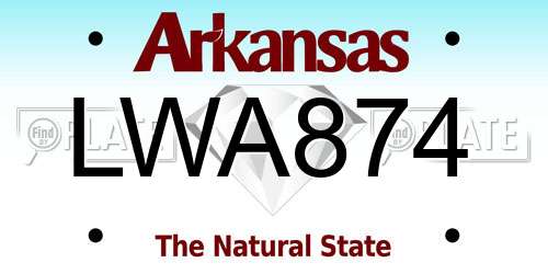 LWA874 Arkansas License Plate
