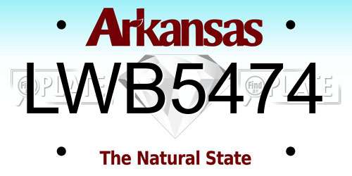 LWB5474 Arkansas License Plate