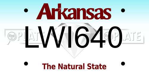 LWI640 Arkansas License Plate