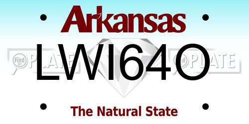 LWI64O Arkansas License Plate