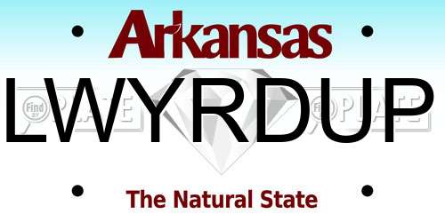 LWYRDUP Arkansas License Plate