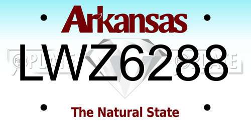 LWZ6288 Arkansas License Plate