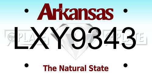 LXY9343 Arkansas License Plate