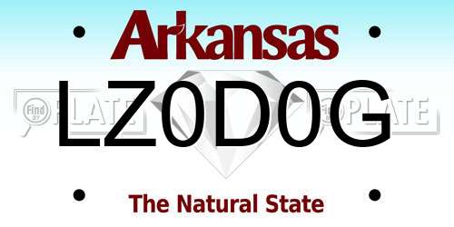 LZ0D0G Arkansas License Plate