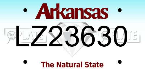 LZ23630 Arkansas License Plate