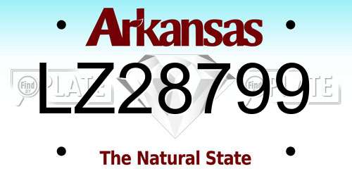 LZ28799 Arkansas License Plate