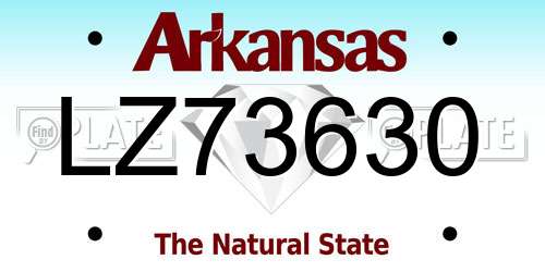 LZ73630 Arkansas License Plate