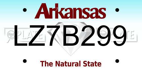 LZ7B299 Arkansas License Plate
