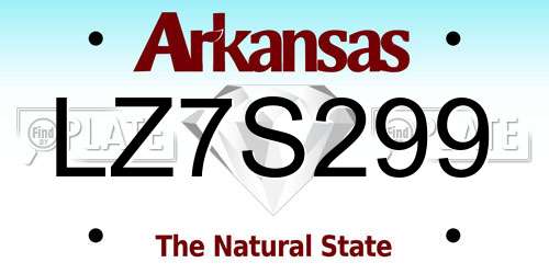 LZ7S299 Arkansas License Plate