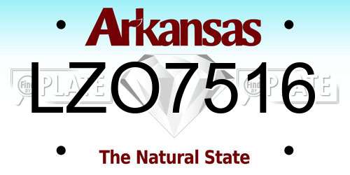 LZO7516 Arkansas License Plate