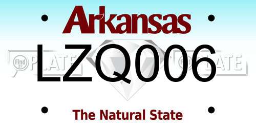 LZQ006 Arkansas License Plate
