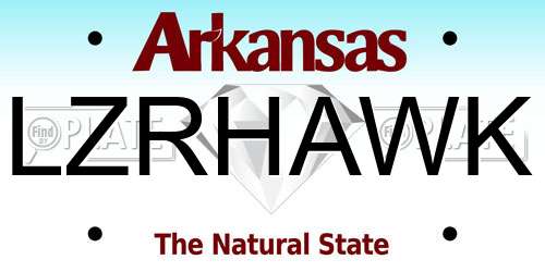 LZRHAWK Arkansas License Plate