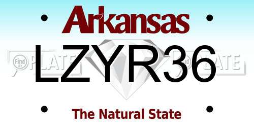LZYR36 Arkansas License Plate