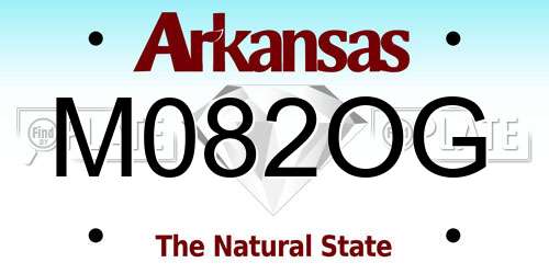 M082OG Arkansas License Plate