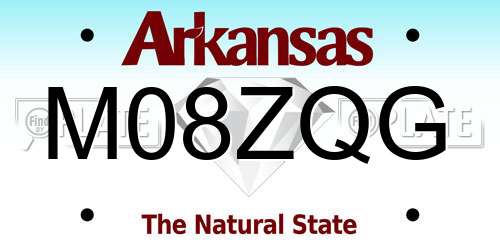 M08ZQG Arkansas License Plate