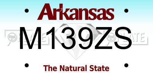 M139ZS Arkansas License Plate