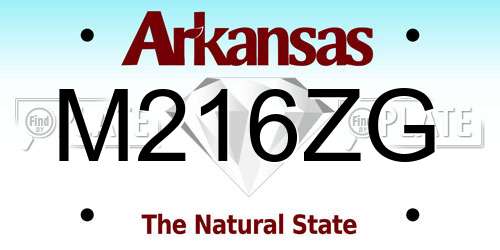M216ZG Arkansas License Plate