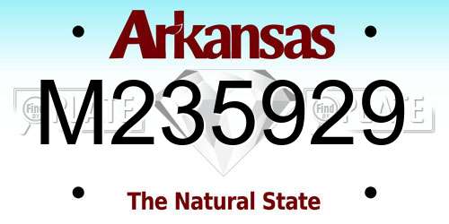 M235929 Arkansas License Plate