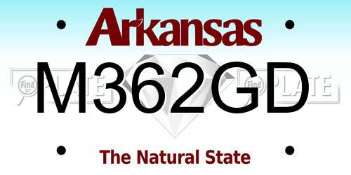 M362GD Arkansas License Plate