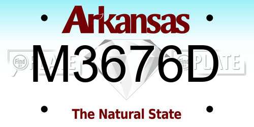 M3676D Arkansas License Plate