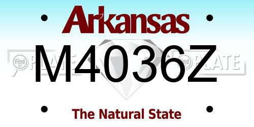 M4036Z Arkansas License Plate