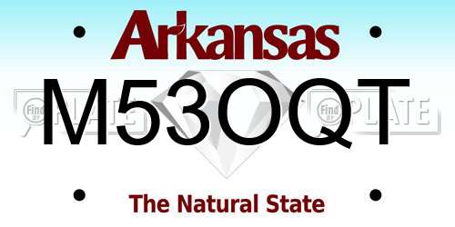 M53OQT Arkansas License Plate