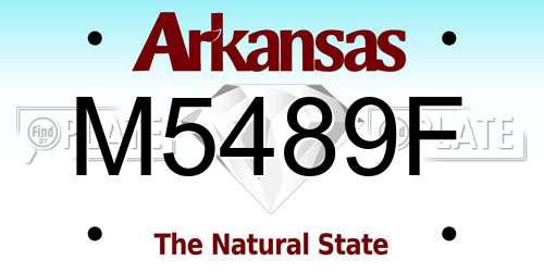 M5489F Arkansas License Plate