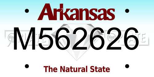 M562626 Arkansas License Plate