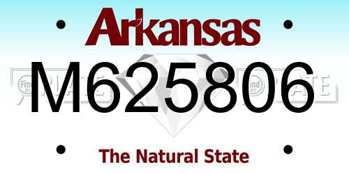 M625806 Arkansas License Plate