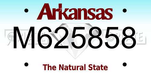 M625858 Arkansas License Plate
