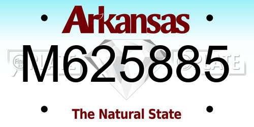 M625885 Arkansas License Plate