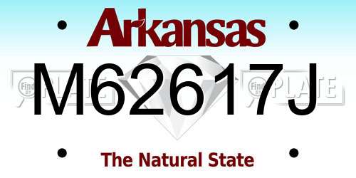 M62617J Arkansas License Plate