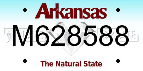 M628588 Arkansas License Plate